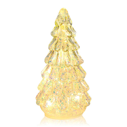 Bdor Arcylic Christmas Tree，Prelit Tabletop Mini White Christmas Tree with Topper Star Musical Ornament for Best Desk Decoration