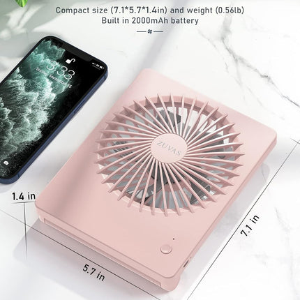 Zuvas Desk Fan Battery Operated Fan Rechargeable 180°Tilt Folding Personal Fan Ultra Quiet Small Portable Fan 3 Speed Adjustable