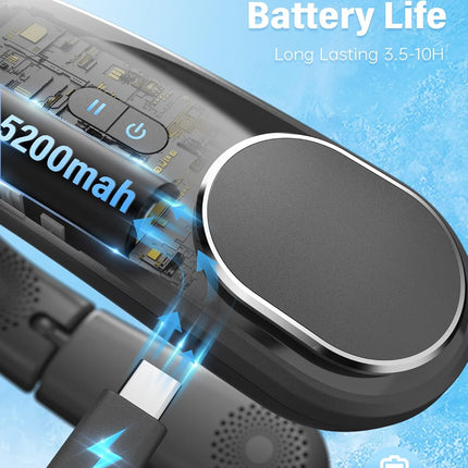 Chillgo Bladeless Neck Fan Personal Portable Fan Neck Air Conditioner Cooling Wearable Fan Rechargeable Max 12Hrs, 4 MotorsAirflo