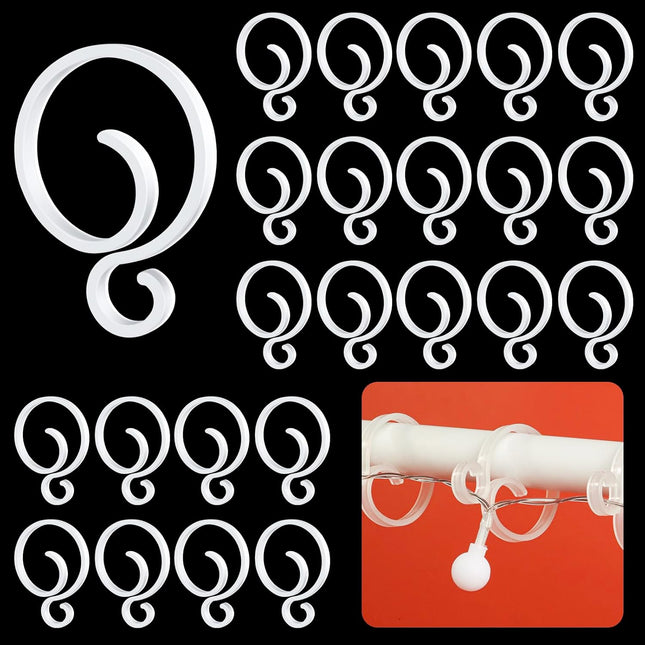 Christmas Banister Clips Christmas Light Clips for Banister Holiday Garland Banister Clips Hanger Hooks for Stockings String Lights Indoor Outdoor Decorations Stair Railing Fence Deck (White, 50 PCS)