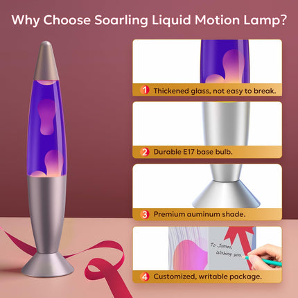 13.5 Inch Liquid Motion Lamp for Kids Adults Blue Purple Volcano Lamp Relaxing Night Light Table Desk Lamp Small for Bedroom, Living Room, Hallway Classic Retro Nightlight for Christmas, Birthday
