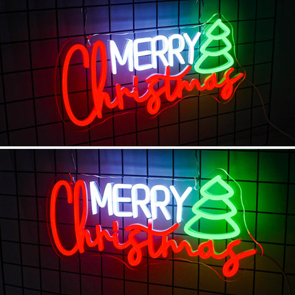 Christmas Neon Led Sign, Merry Christmas Neon Signs for Wall Decor, Christmas Tree Neon Light Sign with USB Powered for Christmas Party, Windows, Home Decor, Bedroom, Living room, Bar