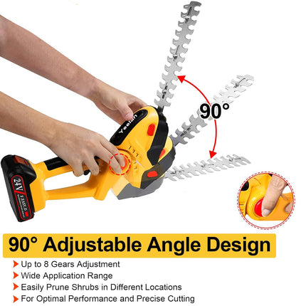 24V Hedge Trimmer Cordless & Grass Shear, Yeelan 2 in 1 Handheld Shrub Trimmer Electric Bush Trimmer, Portable Power Hedge Shears & Grass Cutter with 2 Pcs Rechargeable Batterys for Garden & Lawn