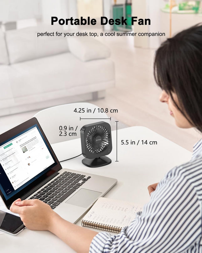 Zuvas Mini Desk Fan Small Powerful Personal Fan Strong Airflow Usb Fan 3 Speed Adjustable Table Fan 70° Tilt Electric Portable