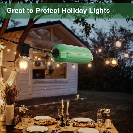 [9 Pack] Outdoor Extension Cord Safety Cover, IP44 Waterproof Connection Protector, Weatherproof Electrical Box for Outdoor Plug, Outlet, Holiday Light, Halloween and Christmas Decorations, Green