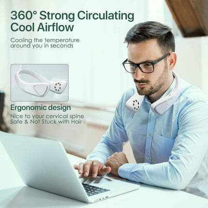 Housmile Neck Fans Portable Rechargeable, Neck Fan 4000 Mah Battery Operated Portable Neck Fan, No Hair Twisting, Leafless, Usb