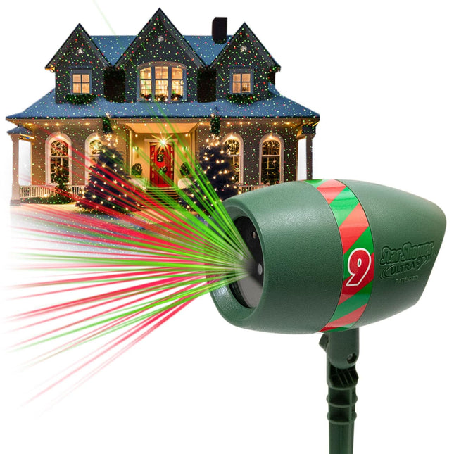 Star Shower Ultra 9 Outdoor Laser Light Show, AS-SEEN-ON-TV, 9 Unique Patterns, Showers Home w/Thousands of Lights, 3 Color Combinations, Motion or Still, Up to 3200 Sq Ft, Holiday Projector