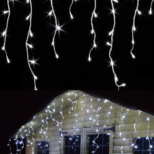 gresonic Icicle String Lights 200 LEDs,16.4ft with 40 Drops Waterproof Indoor Outdoor Connectable Lights Plug in for Christmas Birthday Party Backdrops Gazebo Decorations(Cool White)