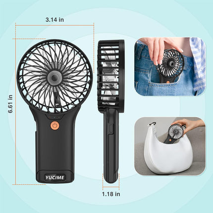 Portable Handheld Fan Desk Fan, Powerful Personal Fan 4 Adjustable Speed Usb Recharging Battery Operated Mini Fan With Makeup