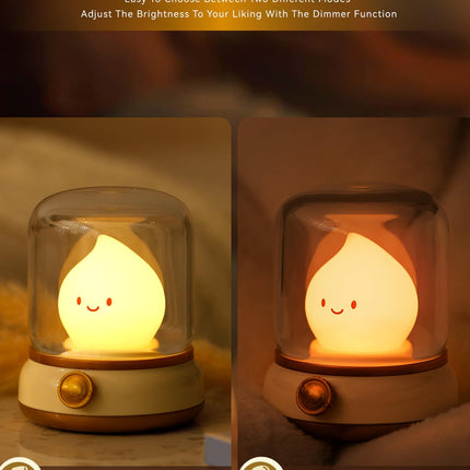 Flameless Candles Lamp, Led Candles,Cute Kerosene Lamp,Silicone Flame Amber Light,Adjustable Dimmable Rechargeable Night Light for Kids,Girls,Teenager Kids Bedroom Christmas