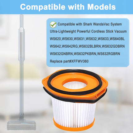 8 Pack Vacuum Filter For Shark Ws620 Ws632 Ws630 Filter,Combatible With Shark Wandvac System Ws633 Ws632Rgbrn Ws632Pkbrn Ws632Gnbrn Ws632Gdbrn Ws632Blbrn, To Part Xffwv360