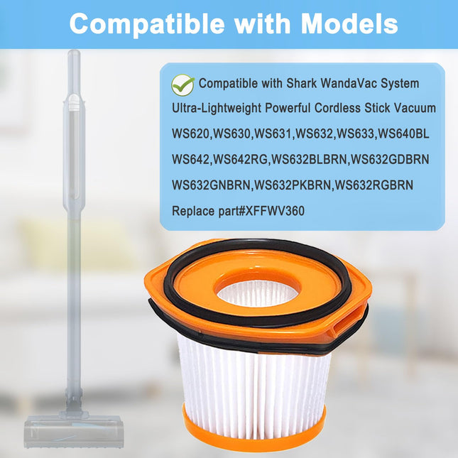 8 Pack Vacuum Filter For Shark Ws620 Ws632 Ws630 Filter,Combatible With Shark Wandvac System Ws633 Ws632Rgbrn Ws632Pkbrn Ws632Gnbrn Ws632Gdbrn Ws632Blbrn, To Part Xffwv360