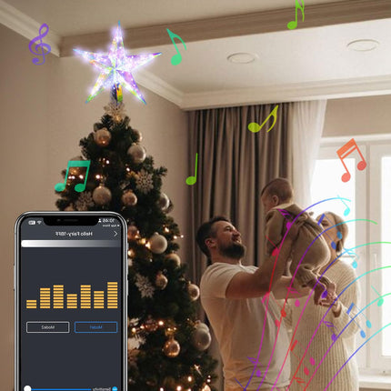 Christmas Tree Star 50LEDs, 11.5'' Smart Lighted Tree Topper Christmas Tree Decorations, 18 Modes, Bluetooth App Control with Timer, Star Tree Topper LED Christmas Lights Indoor Outdoor