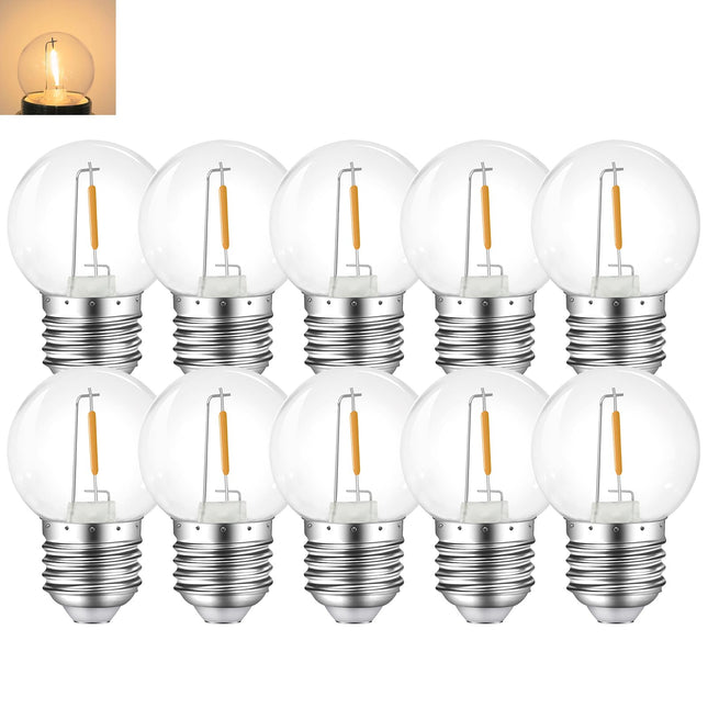 Night Light Bulbs,E27 LED 1W Light Bulb,Low Watt LED Light Bulbs,Warm White 2700K,E27 LED Bulb Decorative for String Lights Christmas Wedding Party Decor,Clear,Plastic,AC 120V,10 Pack