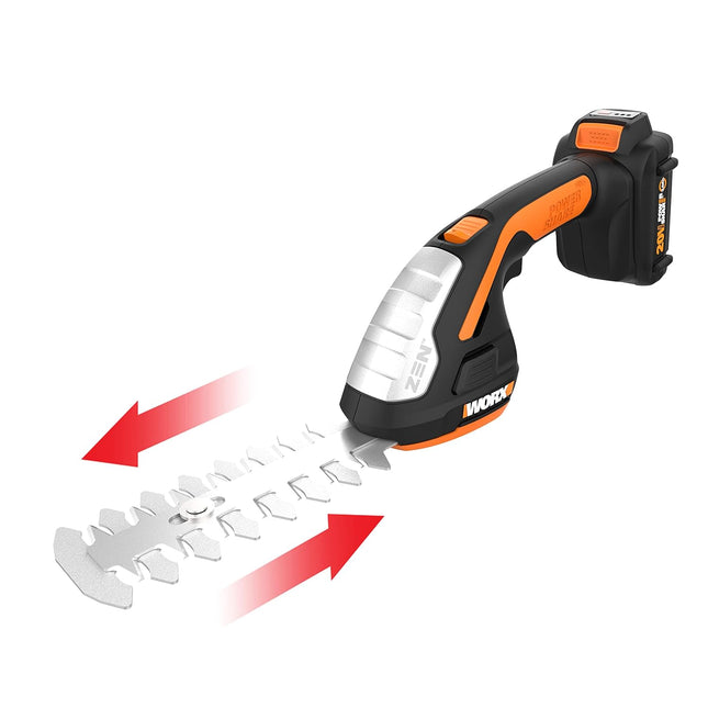 WORX 20V 8" Cordless Shrubber Trimmer Grass Shear WG801.1 Shurb Shear, PowerShare, 1*2.0Ah Battery & Charger Included (Only one 8" shrubber Blade)
