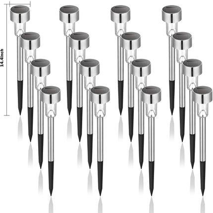 Gigalumi 16 Pack Solar Pathway Lights, Solar Landscape Lights Outdoor Waterproof Auto On/Off, Stainless Steel Solar Powered Garde