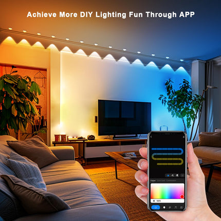 RGB String Downlights, 90ft with 60 LEDs Indoor Wall Light, Smart LED String Lights Works with with App & Remote Control, Color Changing Wall Lamp for Party, Christmas, Music Sync (White)