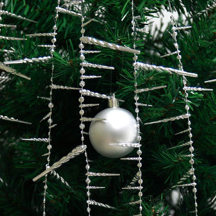 Decor365 3D Glitter Silver Icicle Garlands Banner Streamer for Christmas Party Decoration Year Ice Winter Wonderland Birthday Streamers Wedding Baby Shower