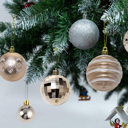 Elegant 60mm Champagne Christmas Ball Ornaments, 55ct Shatterproof Set for Tree Decoration