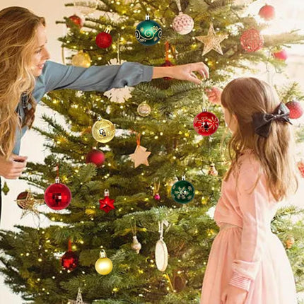 44pcs Christmas Ball Ornaments,Christmas Ball Ornaments Set for Christmas, Holiday, Wreath & Party Decorations,with Hanging Loop (44pcs, Greenred) (Style01)