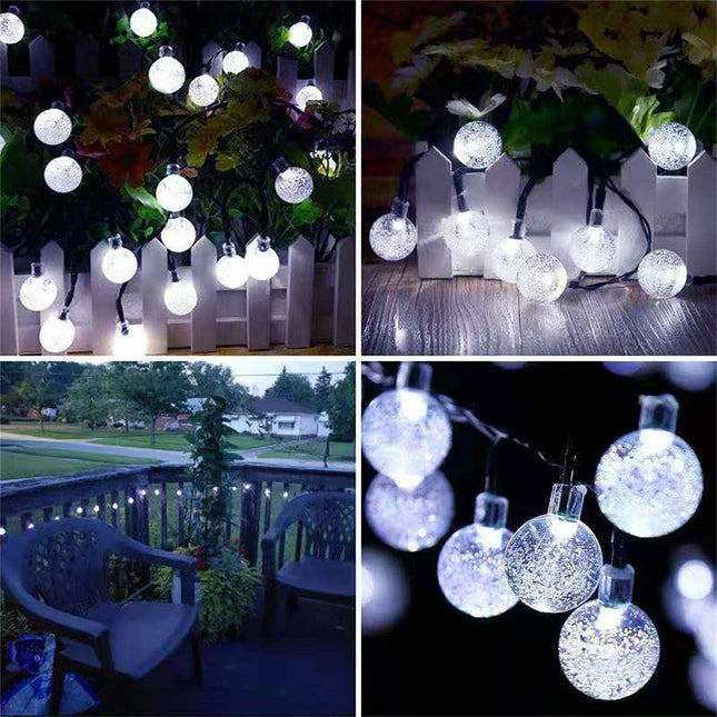 White 2-Pack 100 LED 64FT Crystal Globe Solar Christmas Lights Outdoor, Waterproof Solar String Lights Outdoor Decorative, 8 Lighting Modes Solar Patio Lights for Christmas Decor Garden Wedding Party