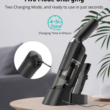 Aspiron Cordless Handheld Vacuum, 15Kpa Powerful Car Vacuum, Rechargeable, Charging Dock, Ergonomic Handle, 2In1 Crevice Tool, 1.8Lb Portable Handheld Vacuum With 2Speed For Car, Home
