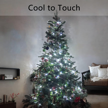 Cool White LED Christmas Lights – 25ft 50 Counts Christmas Lights Outdoor Waterproof, 5mm Wide Angle Commercial Grade Mini Lights, Indoor Green Wire Tree Lights Plug in for Xmas, UL