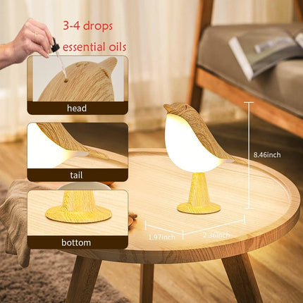 Small Cordless Bedside Lamp, Bird Lamp Touch Sensor, LED Table Lamp with Touch Dimmer,3 Level Brightness Nightstand Lamps, Rechargered Desk Lamp for Bedroom, Office, College Dorm Room