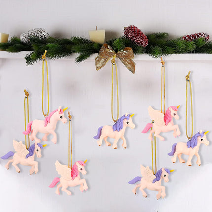 24 Pieces Christmas Tree Ornaments Unicorn Christmas Decor Pink Purple Unicorn Christmas Tree Hanging Ornament s for Girls Kids Friends Birthday Party Supplies