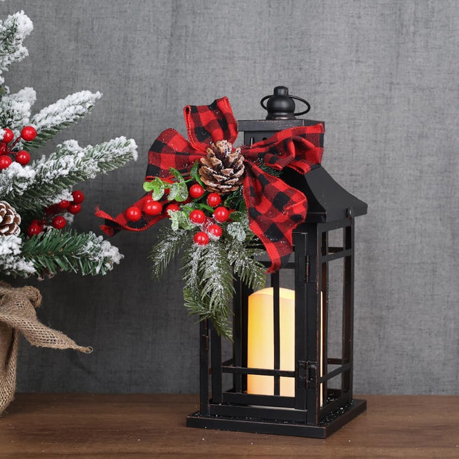 NEEDOMO Christmas Decorations Indoor, Outdoor Christmas Led Lanterns Decorative for Table Centerpieces, Vintage Metal Hanging Candle Holder, Home Decor, Wedding, Party, Living Room, Patio, Porch