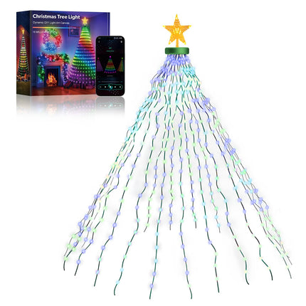 Christmas Tree Lights, Smart RGBIC 400 LEDs Christmas Lights Indoor, 6.8ft × 20 String Lights for Halloween Decor, IP65 Waterproof, Music Sync, DIY, 80+ Scene Modes, Green Wire