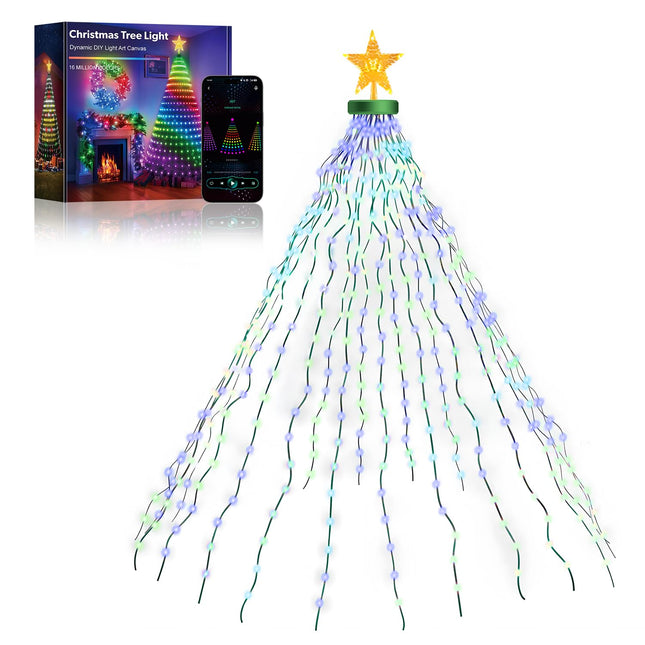 Christmas Tree Lights, Smart RGBIC 400 LEDs Christmas Lights Indoor, 6.8ft × 20 String Lights for Halloween Decor, IP65 Waterproof, Music Sync, DIY, 80+ Scene Modes, Green Wire