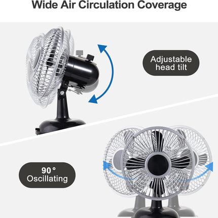 Mini Retro Desk Fan With Oscillating Function, UsbPowered Table Fan, Portable And Quiet 6 Inch, 2 Speeds, Small Fan Vintage Style