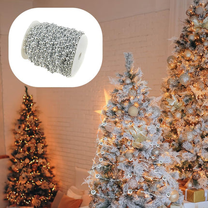 98 Feet Silvery Pearl Strands Chain Christmas Tree Beads Garland Decoration, Christmas Garland Crafts and Holiday Décor