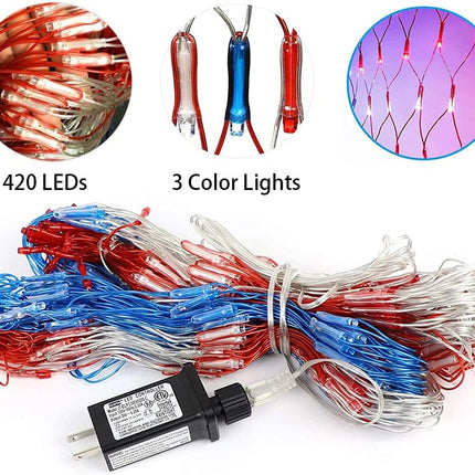 American Flag Light, 420 Super Bright LEDs Net Light Waterproof US for Independence Day July 4th, Yard, Garden Patio Yard Holiday Decoration