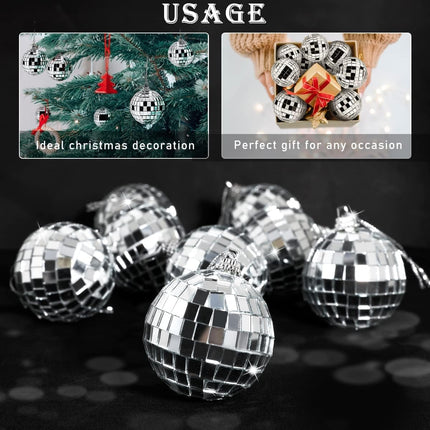 24 Pcs Disco Balls Decor - 1.57 Inch Reflective Mirror Disco Ball, 70s Disco Themed Party Decoration, Mini Table Decoration for Christmas Tree Dance Music Festive Decor