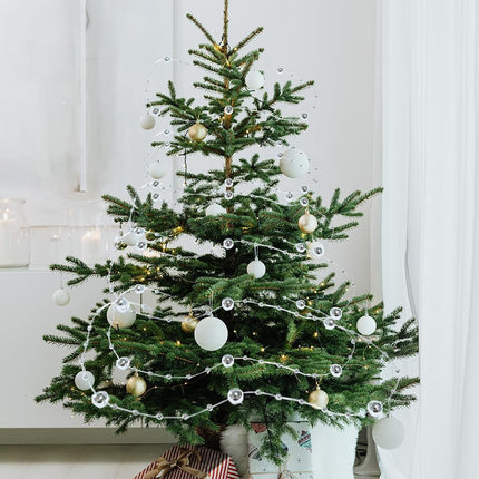 98 Feet Silvery Pearl Strands Chain Christmas Tree Beads Garland Decoration, Christmas Garland Crafts and Holiday Décor