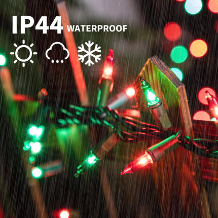 Super-Bright Extendable Christmas Lights Decoration 100 Lights 19.6ft UL Mini Bulb String Lights for Outdoor Christmas Tree Garden Party Patio Garland Decor (Red+Green)