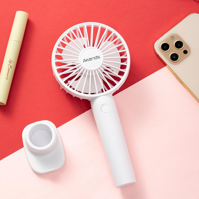 Mini Portable Electric Fan, Usb Rechargeable Handheld Fan ThreeSpeed Adjustment, Personal Fan With Phone Holder Base, Lightweight