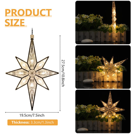 10.8 Inch Bethlehem Christmas Star Lights Plastic Lighted Star Tree Topper Large Hanging Window Lights LED Star Window Silhouette Decoration for Holiday (1 Pieces)