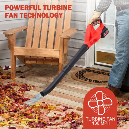 Hitish Cordless Leaf Blower, 20V 130MPH Electric Leaf Blower with 2 x 2.0Ah Battery & Fast Charger, Portable Leaf Blower with 2 Section Tubes & 2 Speed Control for Blowing Leaves, Snow Debris & Dust