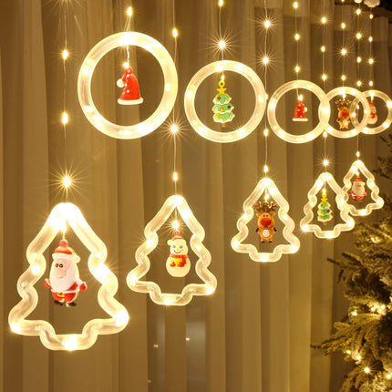 Christmas Window Lights, 9.8 Ft 120 LED Christmas Decorations Light, 3D Hanging Lights Christmas Element Decor with Flashing Lights for Bedroom Patio Garden Party Home Indoor Outdoor Xmas Decor