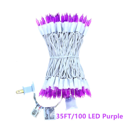 100 LED Purple Christmas Lights, UL and Commercial Grade White Wire String Lights 35 FT, for Indoor Outdoor Halloween, Easter, Spring, Garden.