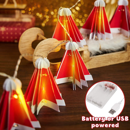 Christmas String Lights,10 LED Santa Claus Hat Lights USB Powered Xmas Tree Fairy Lights Twinkle Christmas Lights Waterproof Indoor Outdoor for Party Wedding Xmas Decoration