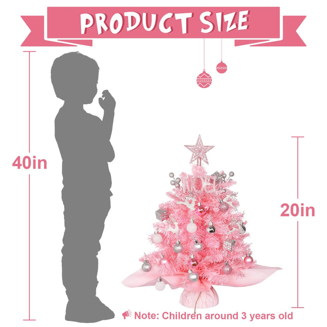20in Mini Christmas Tree with LED Light Desktop Christmas Tree Artificial Christmas Tree with Stars Topper Small Christmas Tree Decoration for Home,Office,Wedding Party