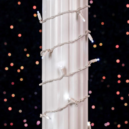Novelty Lights 100 Light LED Christmas Mini Light Set, Outdoor Lighting Wedding Patio String Lights, Pure White, White Wire, 34 Feet