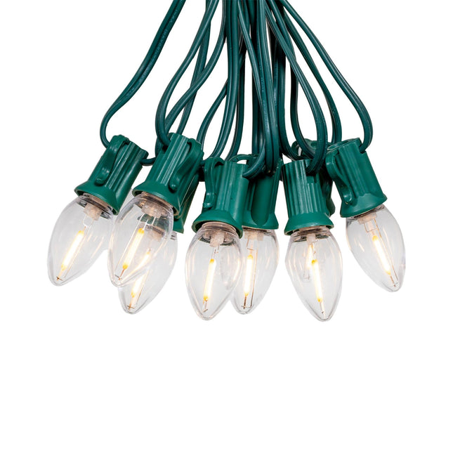 Novelty Lights 25FT C7 LED Transaparent Plastic Christmas Lights (25 Bulbs) Novelty Lighting, C7 Christmas Lights Outdoor (Warm White)