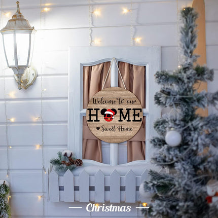 13 Pcs Christmas Mouse Welcome Door Sign,Seasonal Interchangeable Wreaths Rustic Wood Hanging Signs Welcome to Our Home Door Sign Hangers Decor for Housewarming s Outdoor Porch