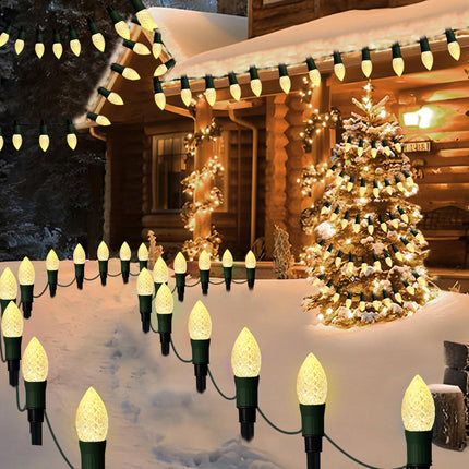 est Solar Christmas Pathway Lights Outdoor, 20 LED C9 Christmas Lights with 20 Stakes, 23FT Solar Christmas Decorations Strawberry String Lights for Roof Yard Patio Walkway Driveway, Warm White