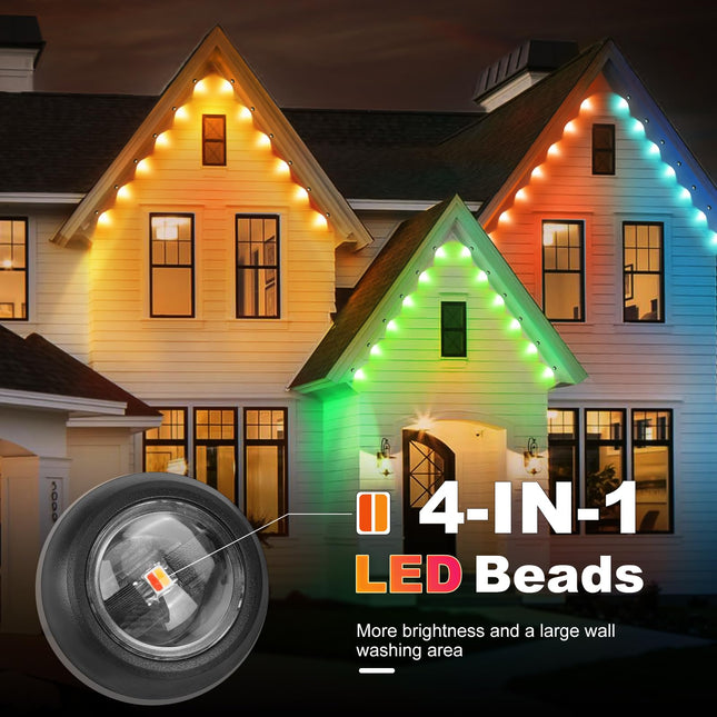 REYLAX Permanent Outdoor Lights with Remote, 110ft 60 RGBWW LEDs Eaves Lights IP65 Waterproof for Outdoor Decor, Daily and Holidays Accent Lighting, Bright in-Ground Lights for Garden Decor